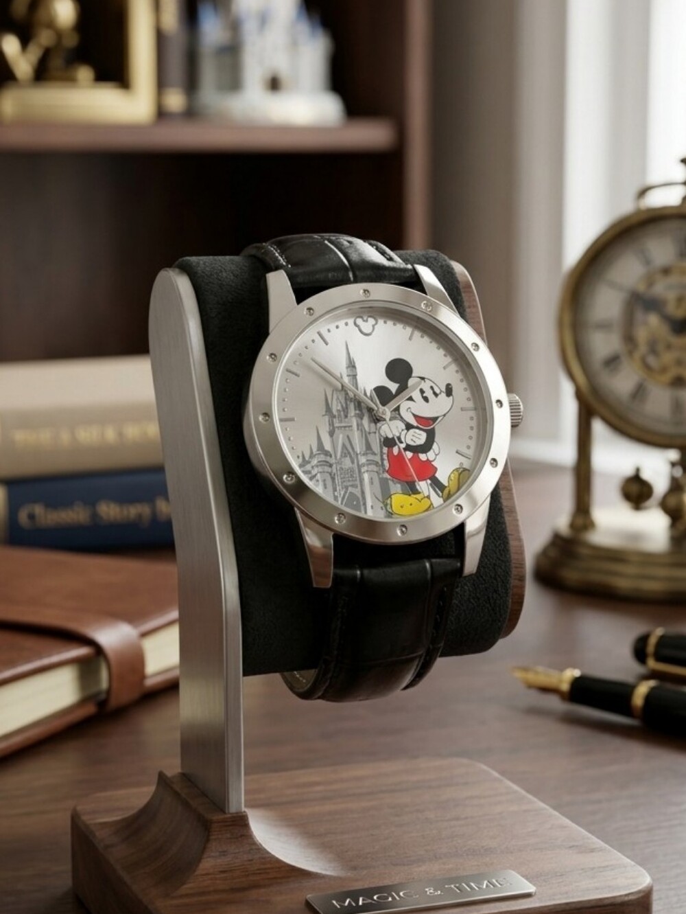 Vintage Disney World Limited Release Mickey Mouse Cinderella Castle Watch Black